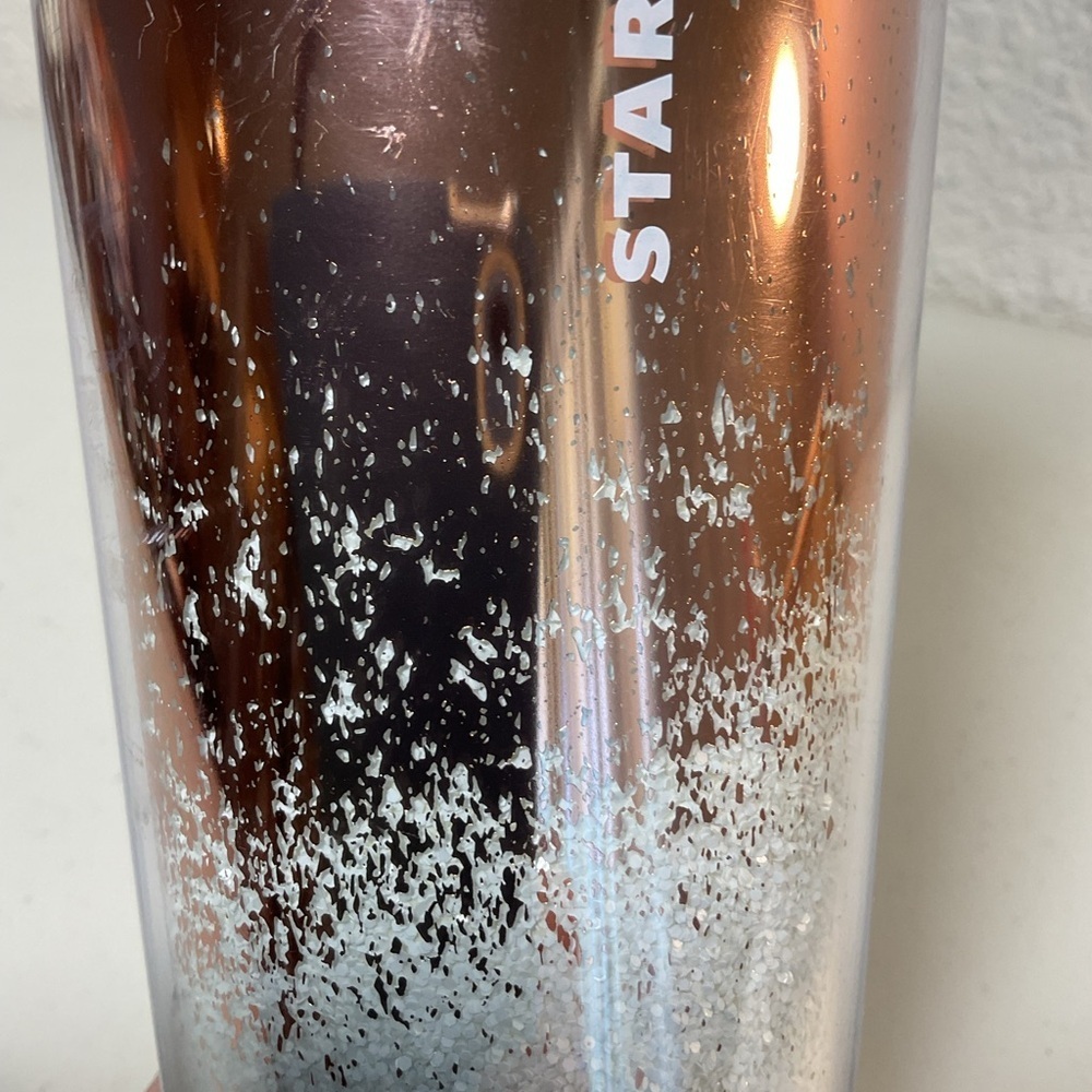 Starbucks Rose Gold Silver Glitter Ombre Travel Tumbler Coffee Cup - Picture 2 of 7